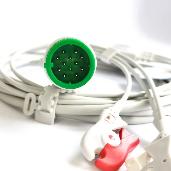 PHYSIO Control Cable ECG, 03 LEADS, Tipo PINZA, COMPLETO,12 PINS, AHA - Imagen 2